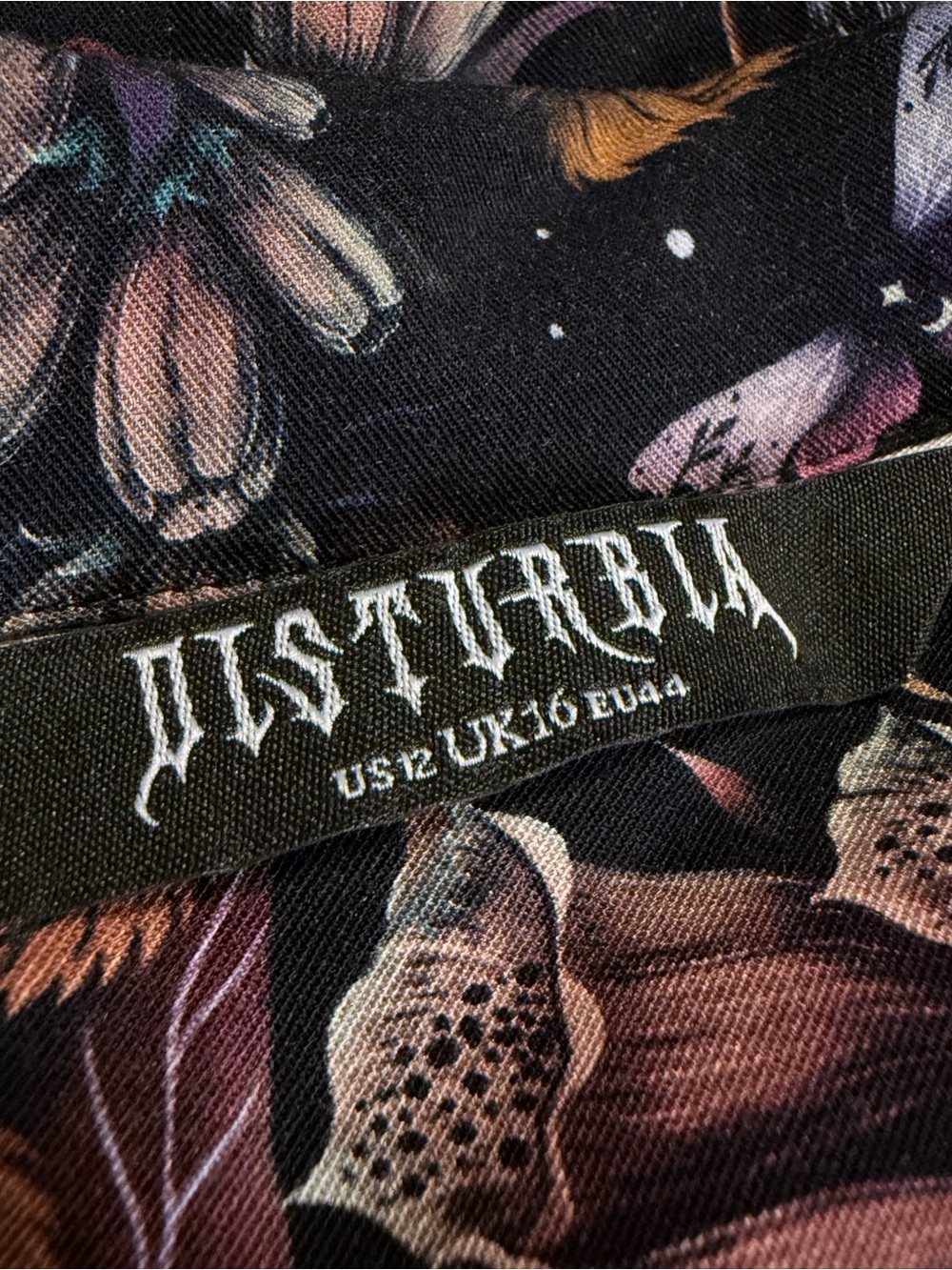 NEW Disturbia Foxglove Midi Shirt Dress Pockets Dark Botanical Goth Grunge US12 - Picture 11 of 13